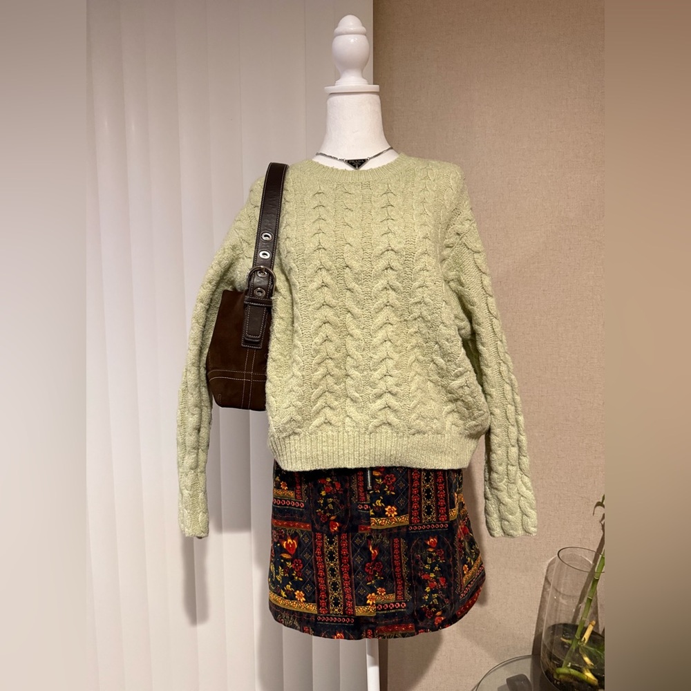 Mango Soft Knit Braided Sweater in Light Green🍀✨